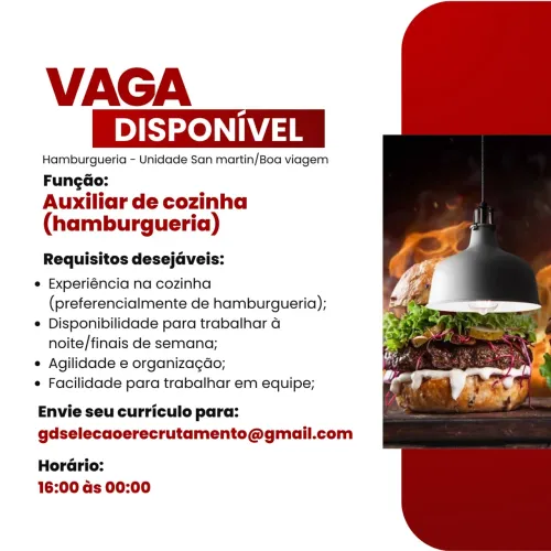 VAGA - AUXILIAR DE COZINHA 