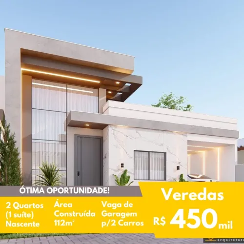 FIT - Casa Linear - Veredas - 2 Quartos (1 suíte) - Nascente