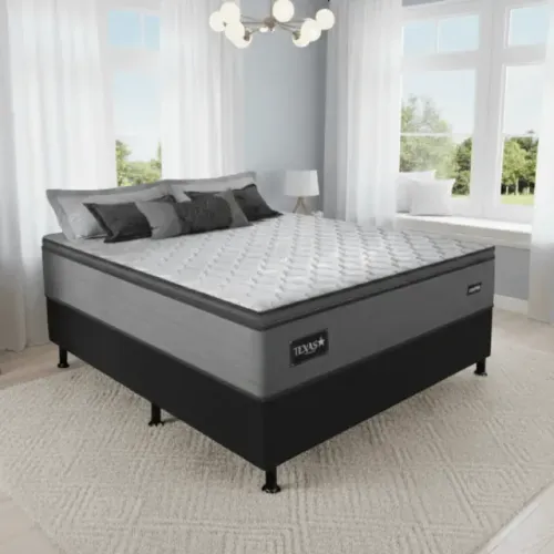 Receba amanhã!! Colchão Casal Texas D28 + Base Box Simples Molas ensacadas