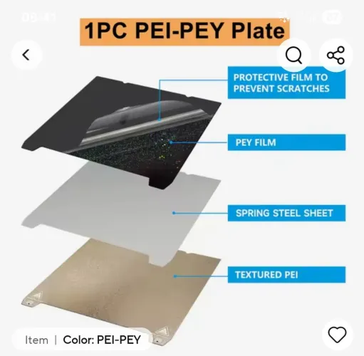 Placa PEI-PEY para Impressora 3D Creality K1 e Ender 3 S1 