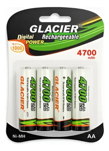 Pilha Recarregável AA 4700 mAh Glacier - Ni-MH - Kit c/4 (pronta entrega)