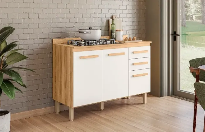 Balcão Intenza 120 cm com 3 Portas e 2 Gavetas Varios Modelos Novo