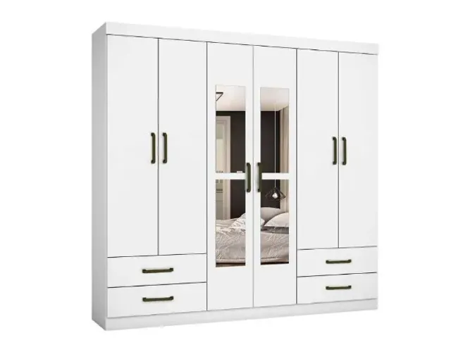 Guarda Roupa Hércules c/ Espelho Carioca Branco - Entrega Rápida!