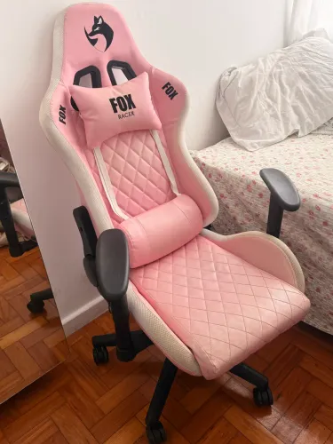 Cadeira gamer fox rosa com led 