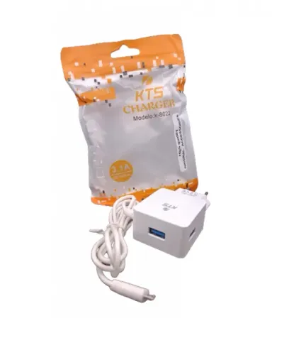Carregador KTS - Modelo: K-8022 - 2 Entrada USB Com Cabo V8 3.1A Original