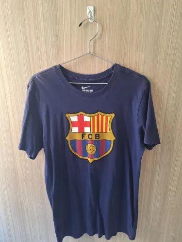 Camiseta Barcelona Azul Tamanho M Tecido Algodão