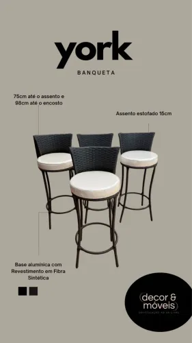 Banquetas junco fibra sintética balcão churrasqueira área gourmet 