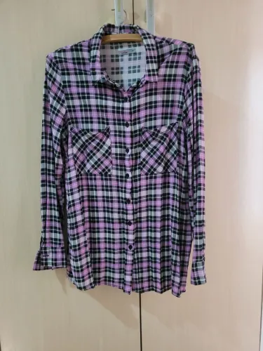 Camisa Xadrez Feminina Rosa e Preta