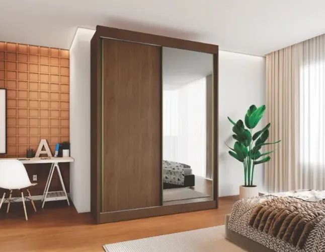 Guarda Roupa 100% MDF 2 Portas Correr C/Espelho 1.88M. Produtos Novos Direto de Fábrica.