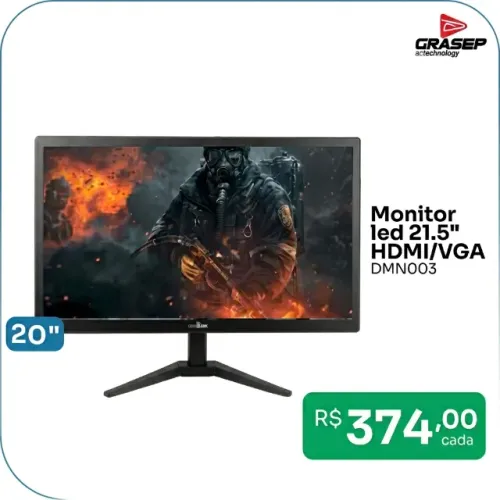 Monitor LED 21.5" HDMI/VGA - Ideal para Home Office ou Jogos - Frete Grátis