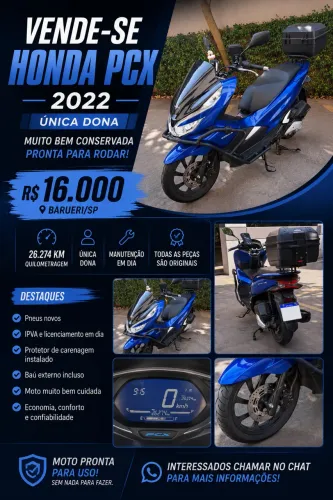 HONDA PCX 2022 - ÚNICA DONA - PRONTA PARA RODAR