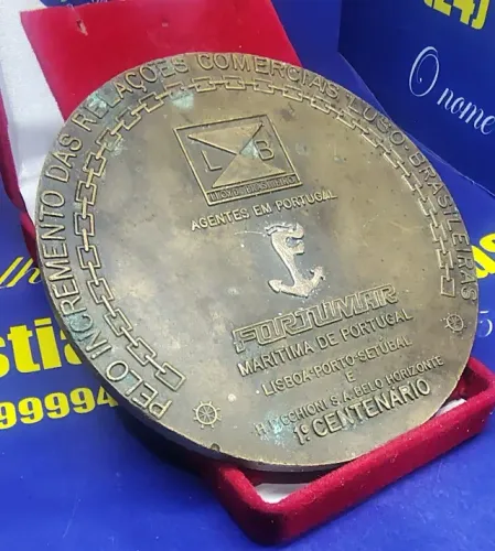 Medalha 100 anos 1890 Companhia de navegação Lloyd Brasileiro Peso 238,43 Gramas 90 mm