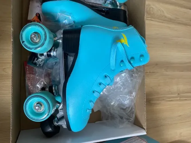 Patins Quad Traxart azul feminino n. 35 com Chave T e Kit de protetores M