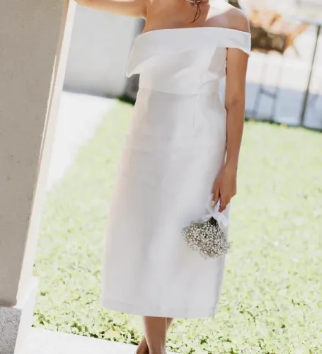 Vestido noiva casamento civil tecido zibeline