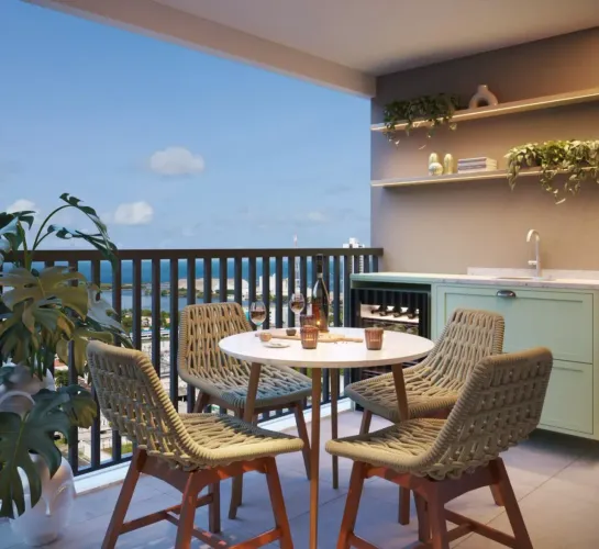 Edf. Mood Aurora (PM) / Avenida Cruz Cabugá | 2QUARTOS (1SUITE) | Lazer Completo