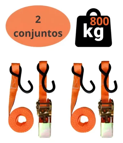 Kit 2 cinta 800 kg catraca amarraçao 3M