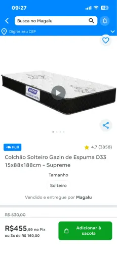 2 colchões solteiro marca gazin