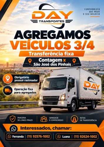 Agregamos Veículo 3/4 - Rota Fixa Contagem/MG x São José dos Pinhais/PR