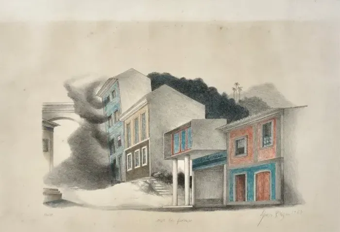 Glauco Rodrigues - "Onde há fumaça" de 1980 é serigrafia medindo 66 x 87 cm (com moldura)