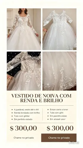 Vestido de noiva regulavel veste ate o 44