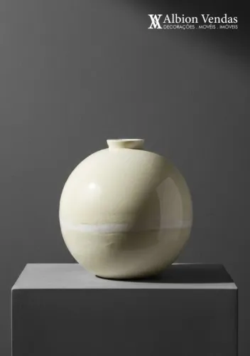 Vaso Branco Redondo Brilhante