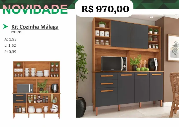 Kit cozinha Málaga 1,62m