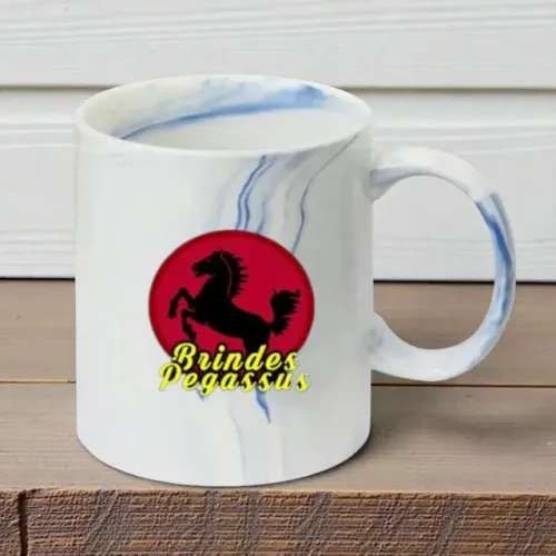 Caneca Marmorizada Azul Personalizada