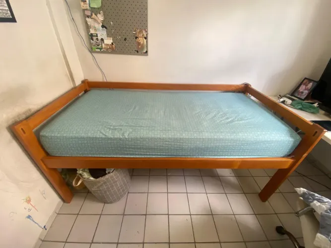 Cama de Solteiro Madeira Maciça (Super Resistente) + Colchão Opcional