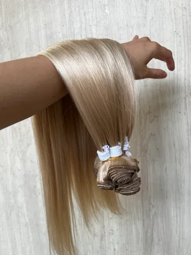 Cabelo humanizado na tela loiro para megahair 60cm 300g Bio Humano