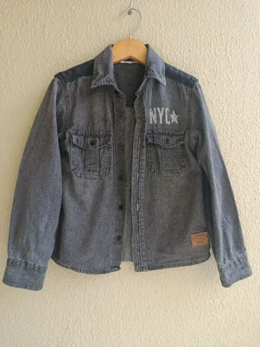Camisa jeans preta menino Tam 6 