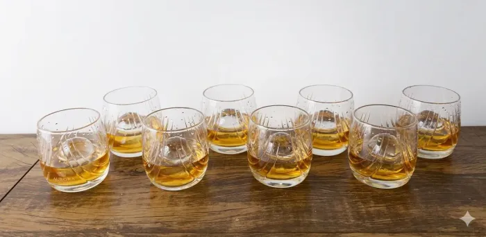 Jogo De 8 Copos Whisky Cristal Vintage Transparente Com Frisos