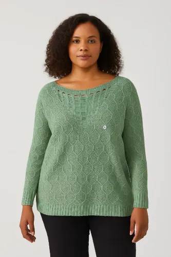 Blusa Tricot Verde Tam G Confortável