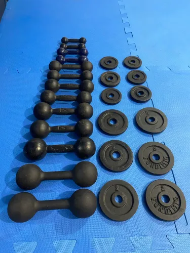 85KG de Anilhas e Halteres para musculação 