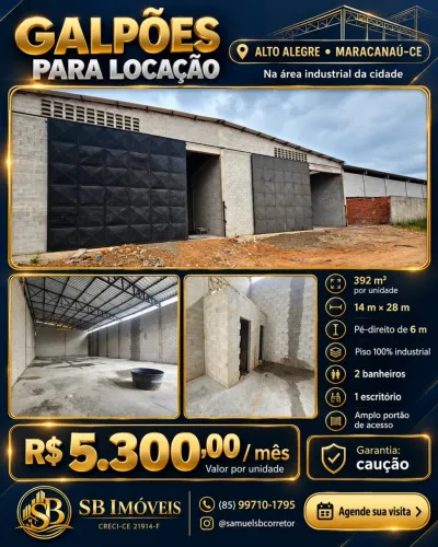 Galpão 392 m² em Maracanaú | Alto Alegre | R$ 5.300/mês