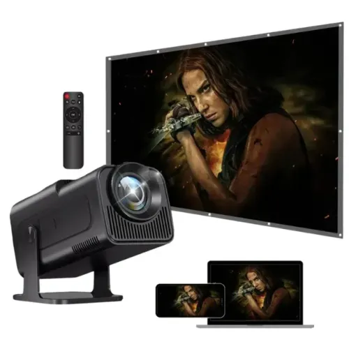 Projetor HY320 Smart TV Mini com Wi-Fi 6, 390 ANSI, Android | Preto | Novo Produto novo,