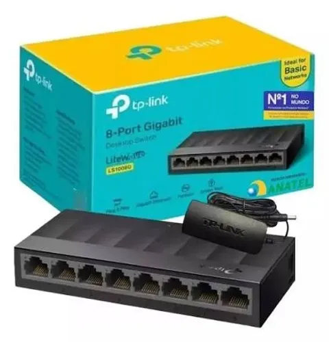 Switch GigaBits Tplink 8 Portas - Novo