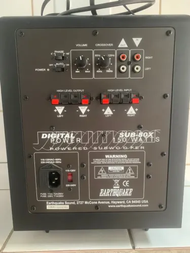 caixa de som de cinema digital, marca Earthquake power sub-box 150 wats