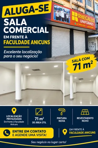 Sala comercial frente Faculdade Anicuns