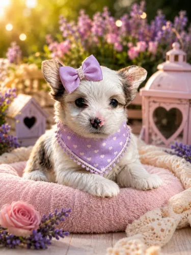 Bebezinha filhote de Yorkshire merle fêmea