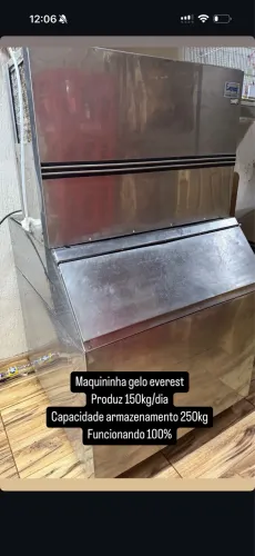 Maquina de gelo everest 150kg dia 250kg armazenamento