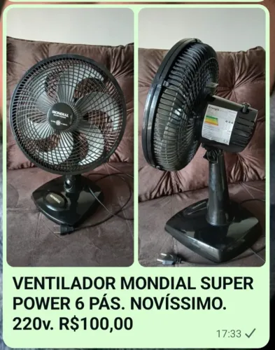 Ventilador Mondial 220v de 6 Pás Novíssimo