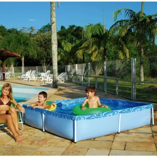 Piscina Infantil Plastico PVC Armação 1000 Litros Retangular Estrutural Resistente - Mor P