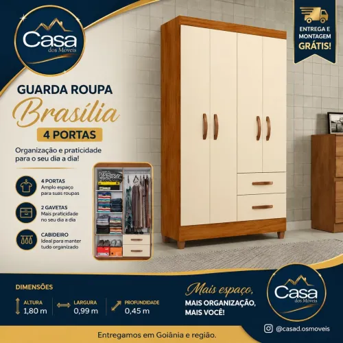 Guarda roupa Brasília 4 portas