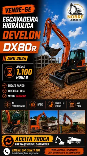 Escavadeira Develon Doosan Dx80r 2024