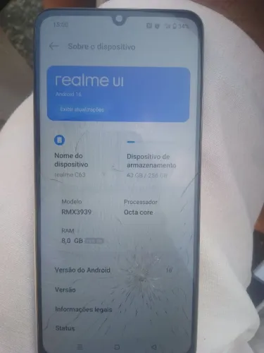 COM NFCREALME C63, APENAS TRINCO TELA, 256 GIGAS, 8+ 8 : 16 RAM, CAMERA TOP , FINO MODERN