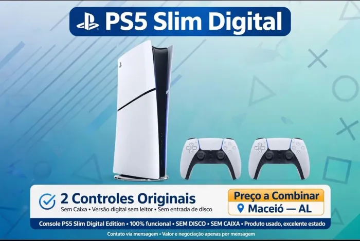 Ps5 slim digital 2 controles preço a combinar