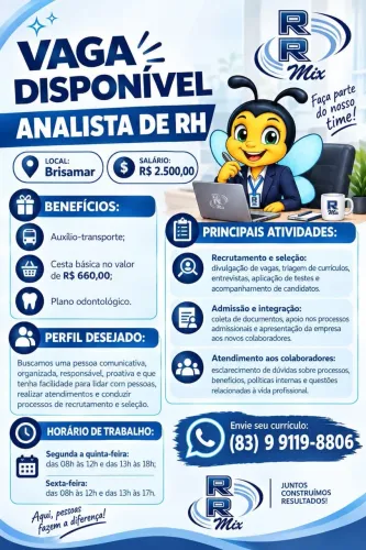 VAGA DE EMPREGO DE ANALISTA DE RH.