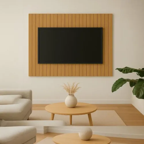 Painel Ripado para TV até 58 polegadas. Fácil instalação. Cores: freijó e preto [NOVO] 