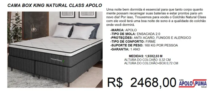 Colchão + box - king - molas - compre hoje e receba em até 72 horas