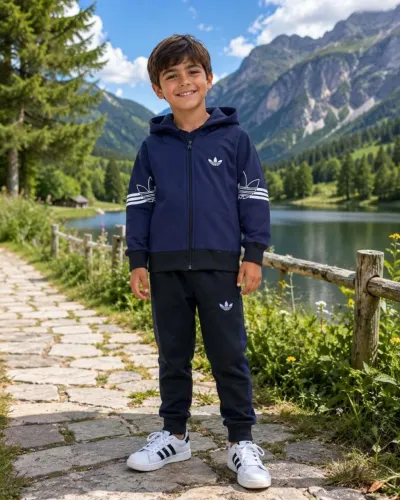Conjunto de moletom infantil com ziper
